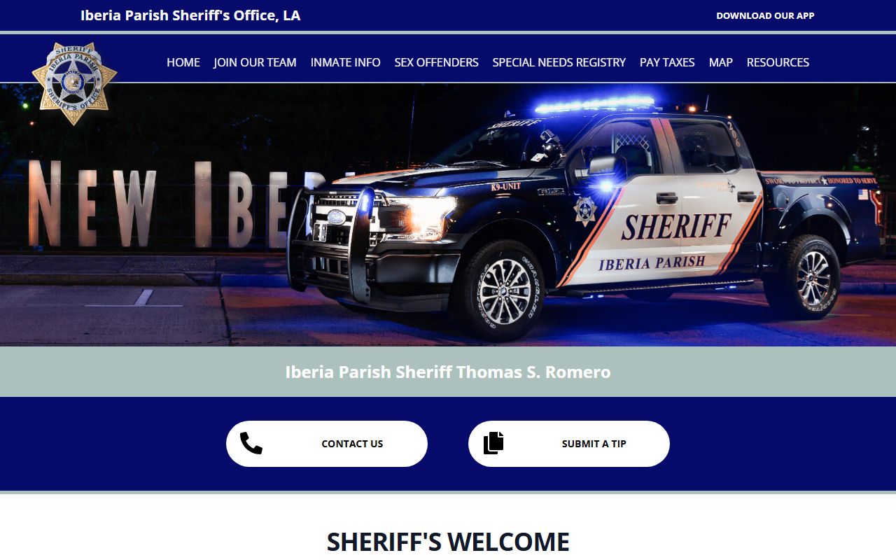 Iberia Parish Sheriff website New Iberia 24 hour booking records