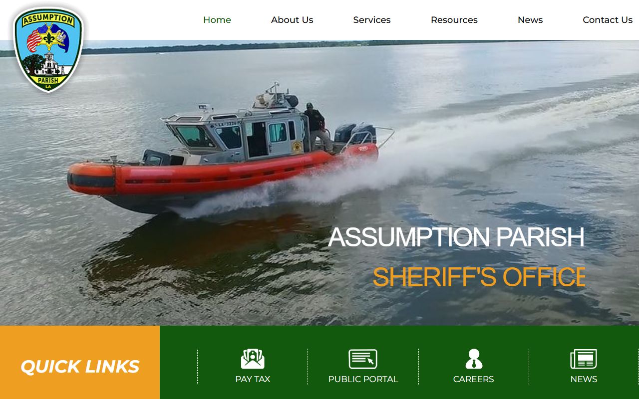 Assumption Parish Sheriff's Office website for 24 hour booking information