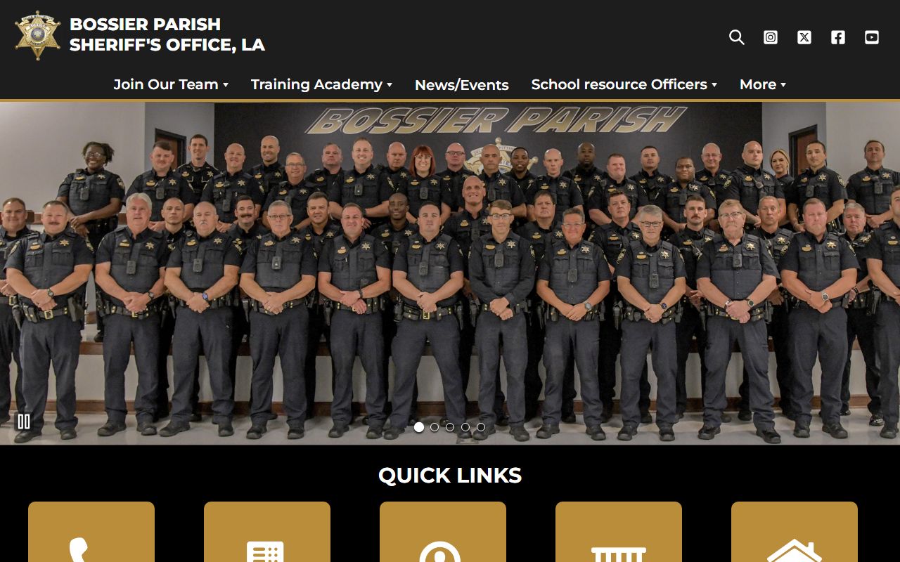 Bossier Parish Sheriff's Office website for 24 hour booking records