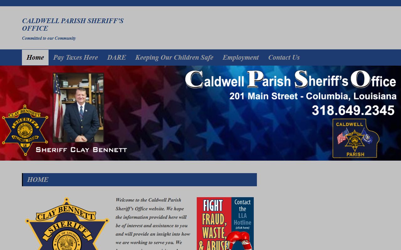 Caldwell Parish Sheriff Office website for 24 hour booking records