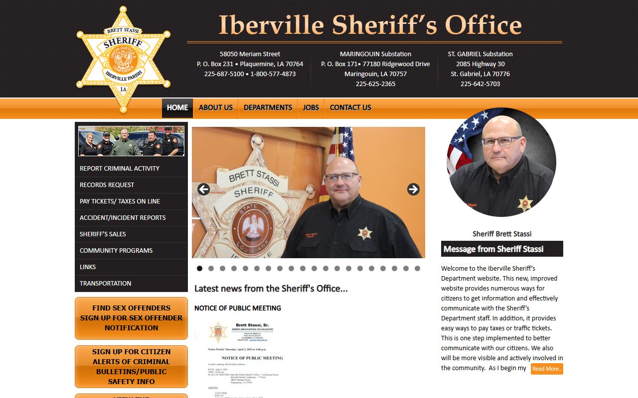 Iberville Parish 24 hour booking sheriff website