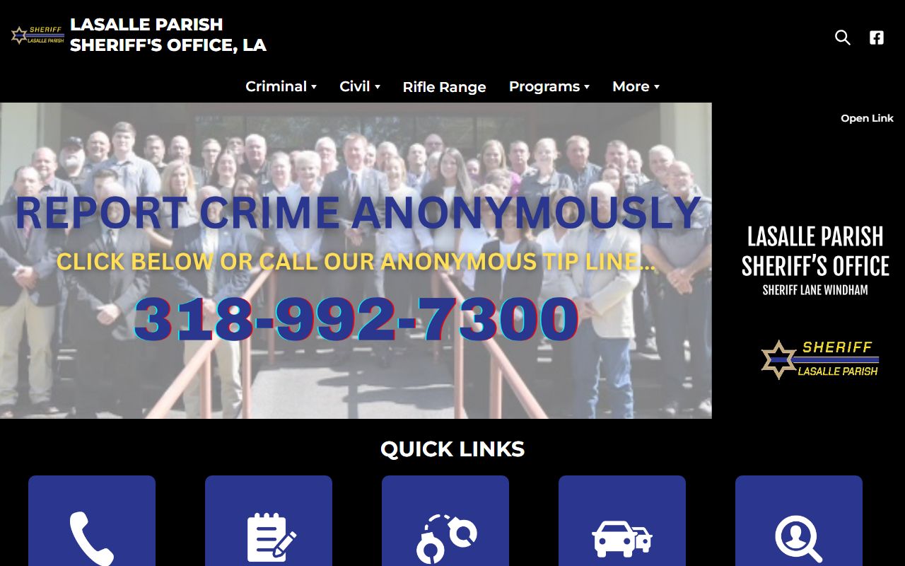 LaSalle Parish Sheriff's Office website for 24 hour booking records