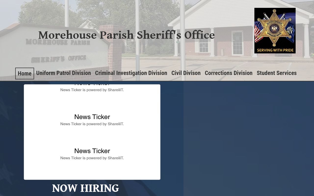 Morehouse Parish 24 hour booking sheriff's office website