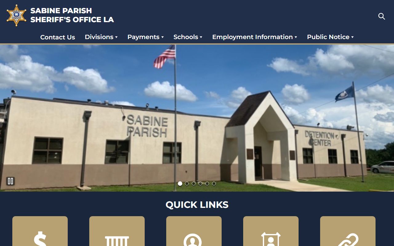 Sabine Parish Sheriff's Office website for 24 hour booking records