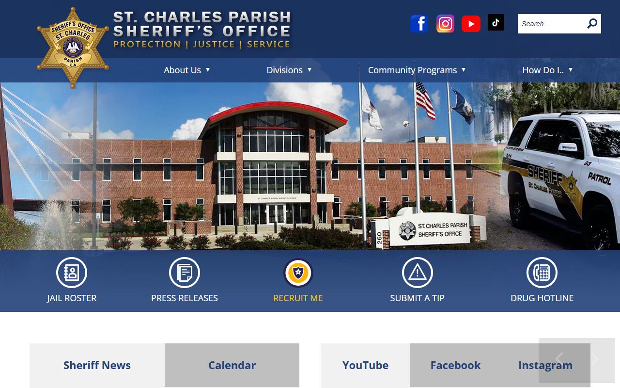 St. Charles Parish Sheriff's Office website for 24 hour booking records