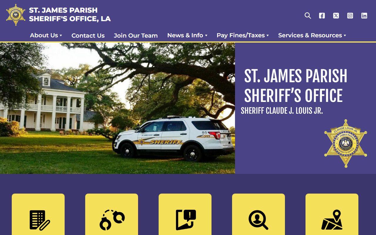 St. James Parish Sheriff website for 24 hour booking search