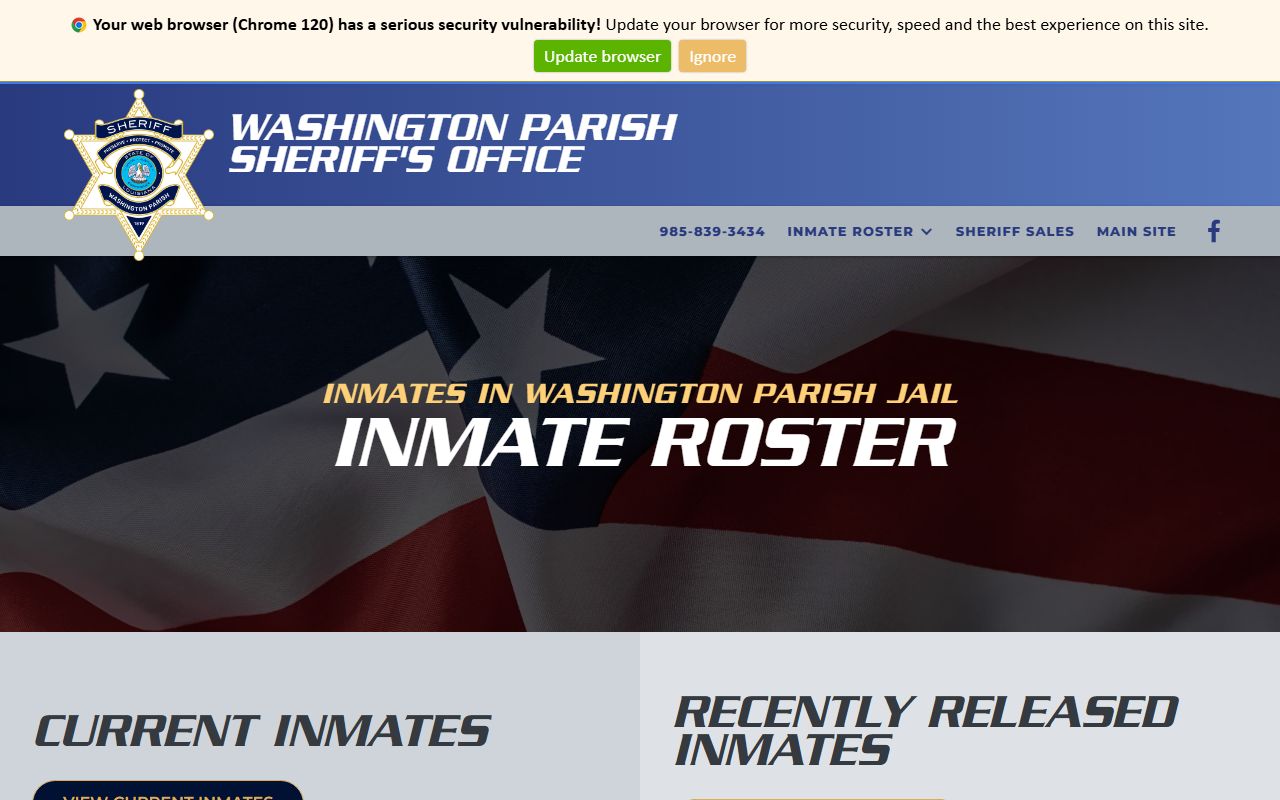 Washington Parish 24 hour booking sheriff website