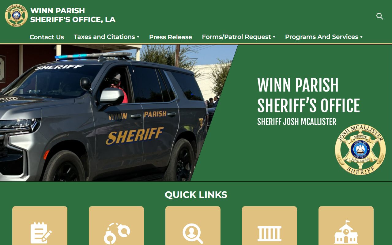 Winn Parish 24 hour booking sheriff homepage